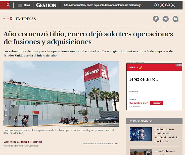 Ao comenz tibio enero dej solo tres operaciones de fusiones y adquisiciones